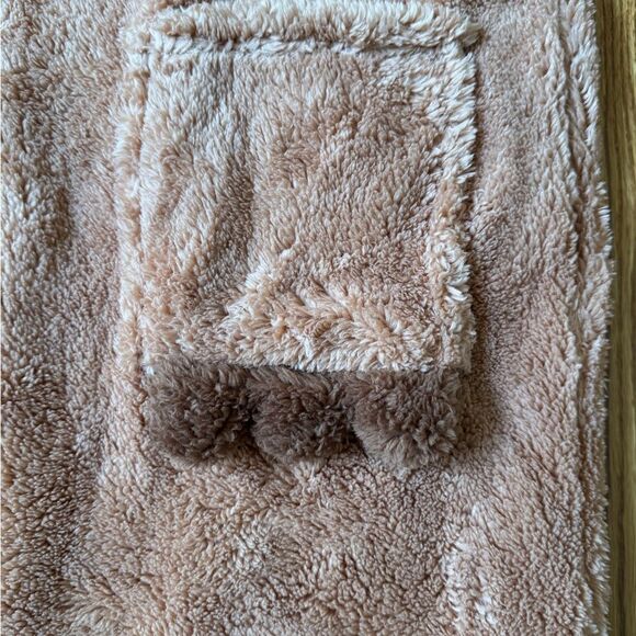 NWOT Cozy Brown Bear Hoodie Robe with Orange Accents - Picture 7 of 12